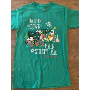 DISNEY Parks Authentic Dashing Down Main Street USA Christmas T Shirt Size S
